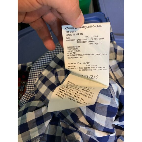 Comme Des Garcons Tao Blue & White Gingham Plaid Embroidered Dress Sz Small NWT - Picture 9 of 9